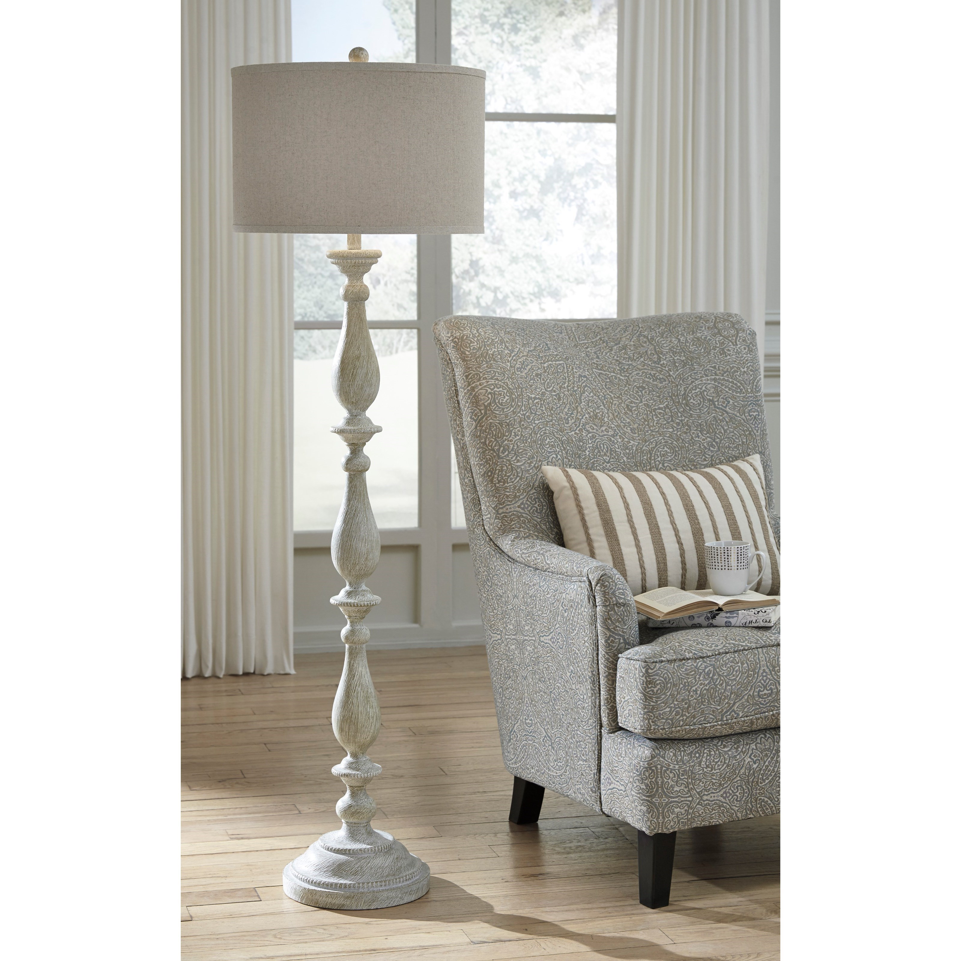 Signature Design by Ashley Lamps Vintage Style Bernadate Whitewash